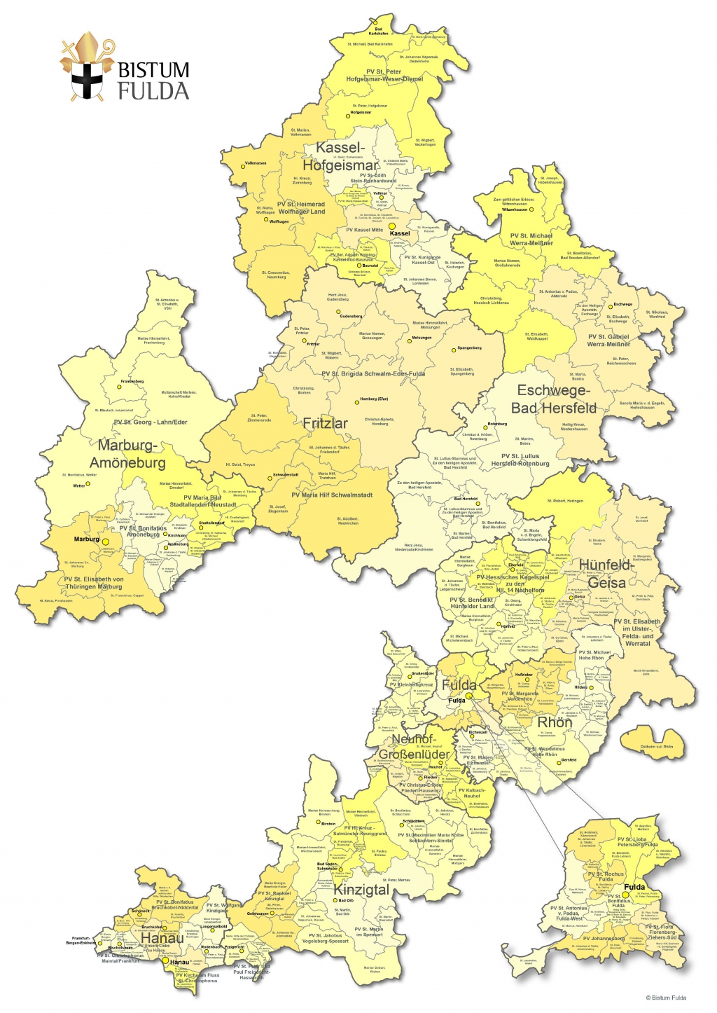 Bistum Fulda - Dekanate, Pastoralverbünde, Pfarreien im Bistum Fulda