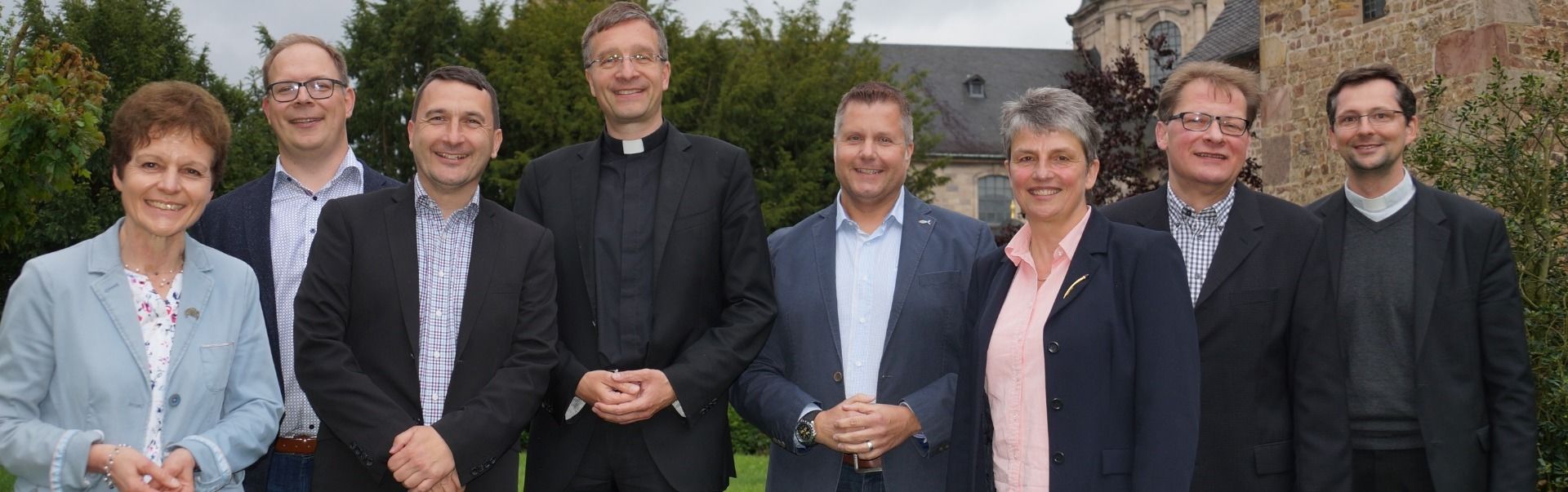 Archiv-Foto: M. Struß, Ch. Heigel, St. Flicker, Bischof Dr. Gerber, Th. Ebert, B. Müller, E. Schütz, Ordinariatsrat Th. Renze (es fehlt M. Golla, Kassel)