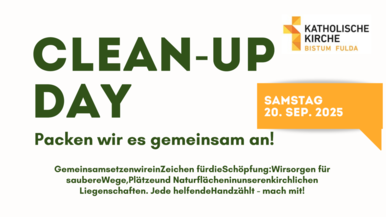 Am Samstag, den 20. September 2025, ruft das Bistum Fulda alle Kirchengemeinden, Schulen, Kitas, Jugendgruppen und ehrenamtlich Engagierte zur großen Mitmachaktion auf: Gemeinsam werden Wege, Plätze und Naturflächen in kirchlichen Liegenschaften vom Müll befreit und so ein sichtbares Zeichen für die Bewahrung der Schöpfung gesetzt.